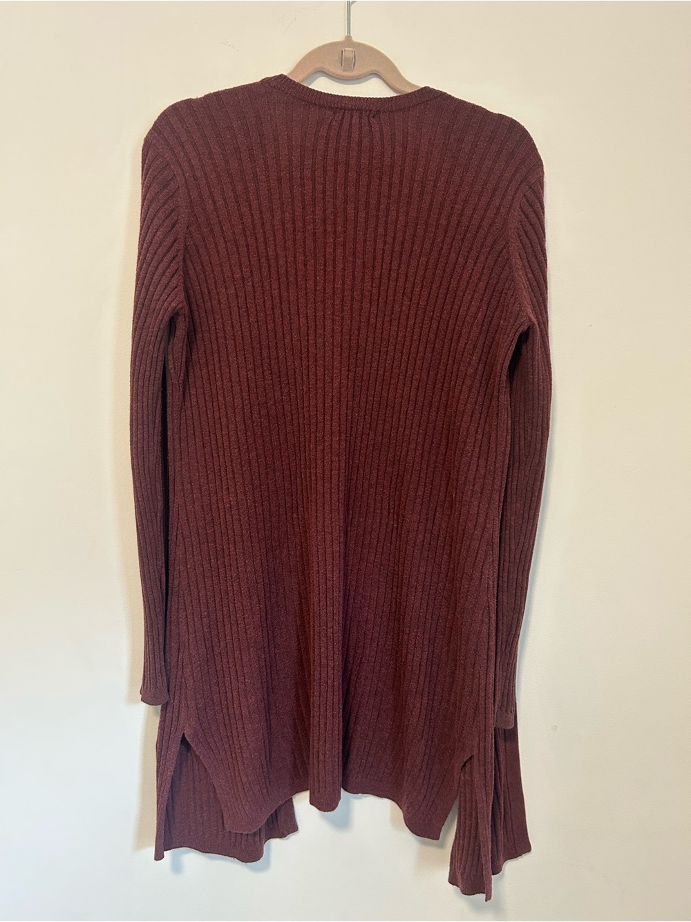 Garage Ribbed Open Cardigan - Maroon - Picture 2 of 3